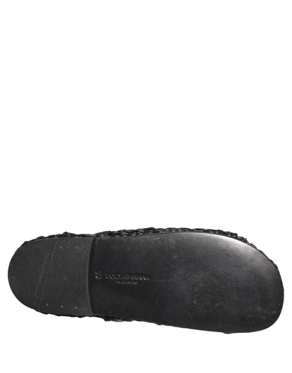 Dolce & Gabbana Black Straw Raffia Slides Sandals Flats Shoes
