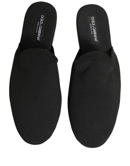 Dolce & Gabbana Black Suede Slides Flat Slipper Men Shoes