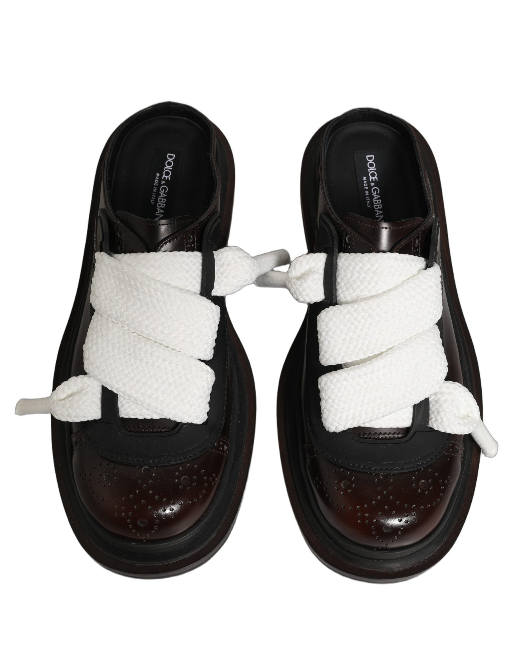 Dolce & Gabbana Brown Leather Slip On Flat Sandals Men Shoes