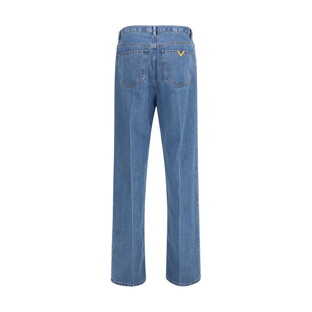 Valentino Blue Cotton Straight-Leg Jeans