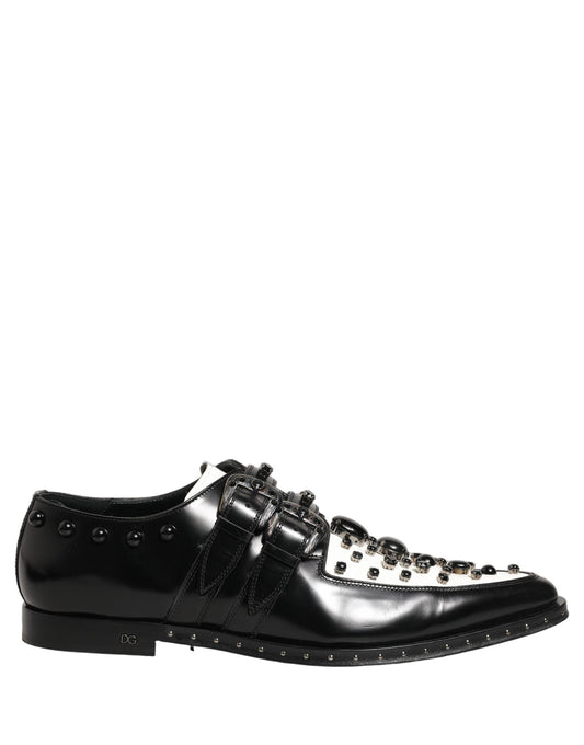 Dolce & Gabbana Black Embellished Derby Monk Strap Men Shoes