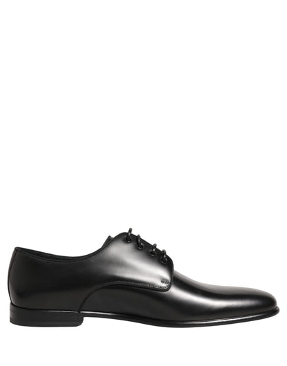 Dolce & Gabbana Black Leather Men Derby Dress Formal Shoes