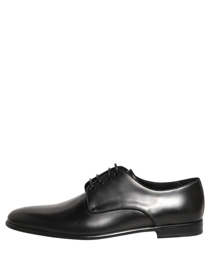 Dolce & Gabbana Black Leather Men Derby Dress Formal Shoes