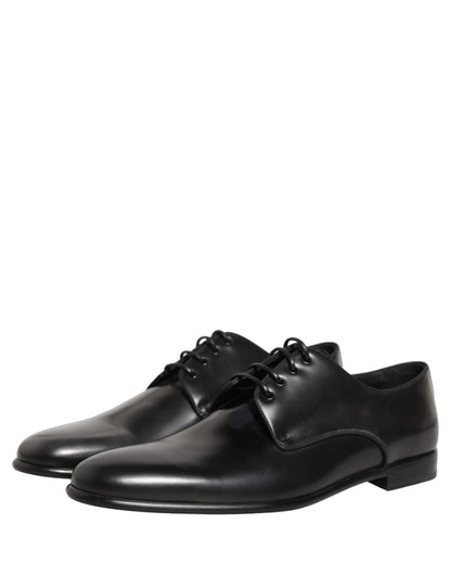 Dolce & Gabbana Black Leather Men Derby Dress Formal Shoes