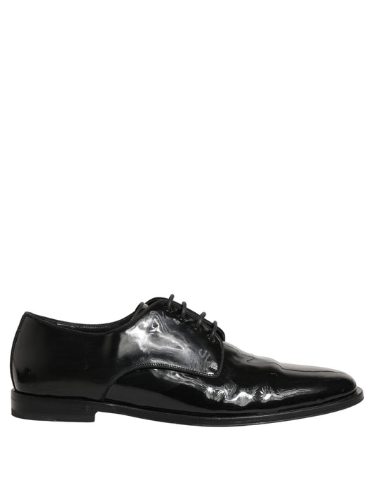 Dolce & Gabbana Black Leather Men Derby Dress Formal Shoes