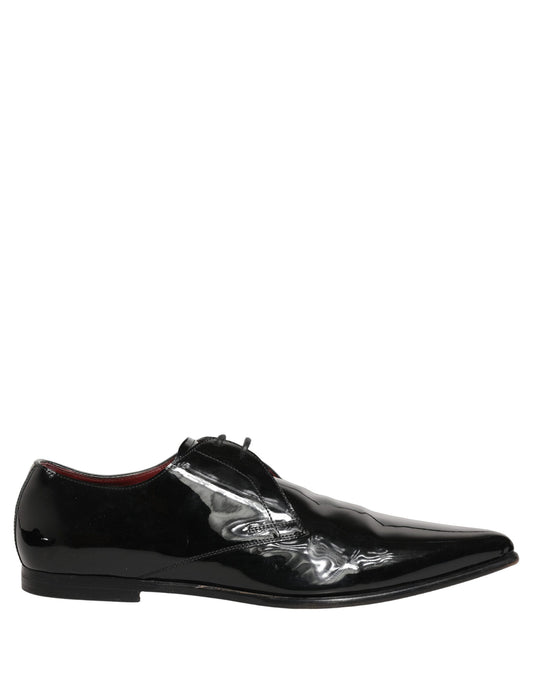 Dolce & Gabbana Black Leather Men Derby Dress Formal Shoes