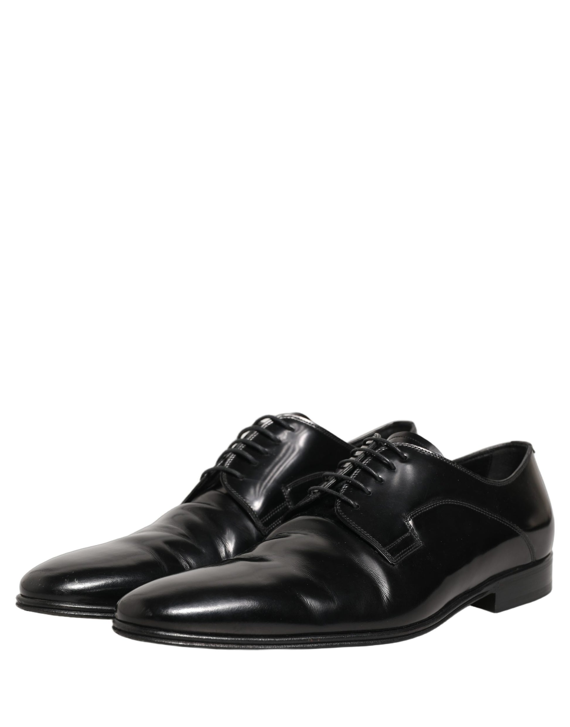 Dolce & Gabbana Black Leather Men Derby Dress Formal Shoes