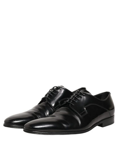 Dolce & Gabbana Black Leather Men Derby Dress Formal Shoes