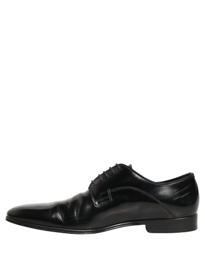 Dolce & Gabbana Black Leather Men Derby Dress Formal Shoes