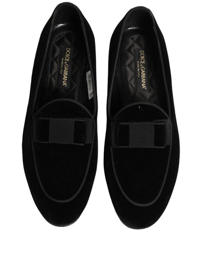 Dolce & Gabbana Black Velvet Loafers Formal Men Dress Shoes