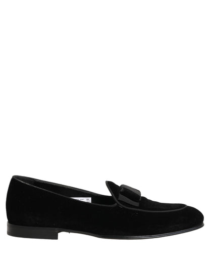 Dolce & Gabbana Black Velvet Loafers Formal Men Dress Shoes