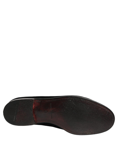 Dolce & Gabbana Black Velvet Cotton Loafers Formal Dress Shoes