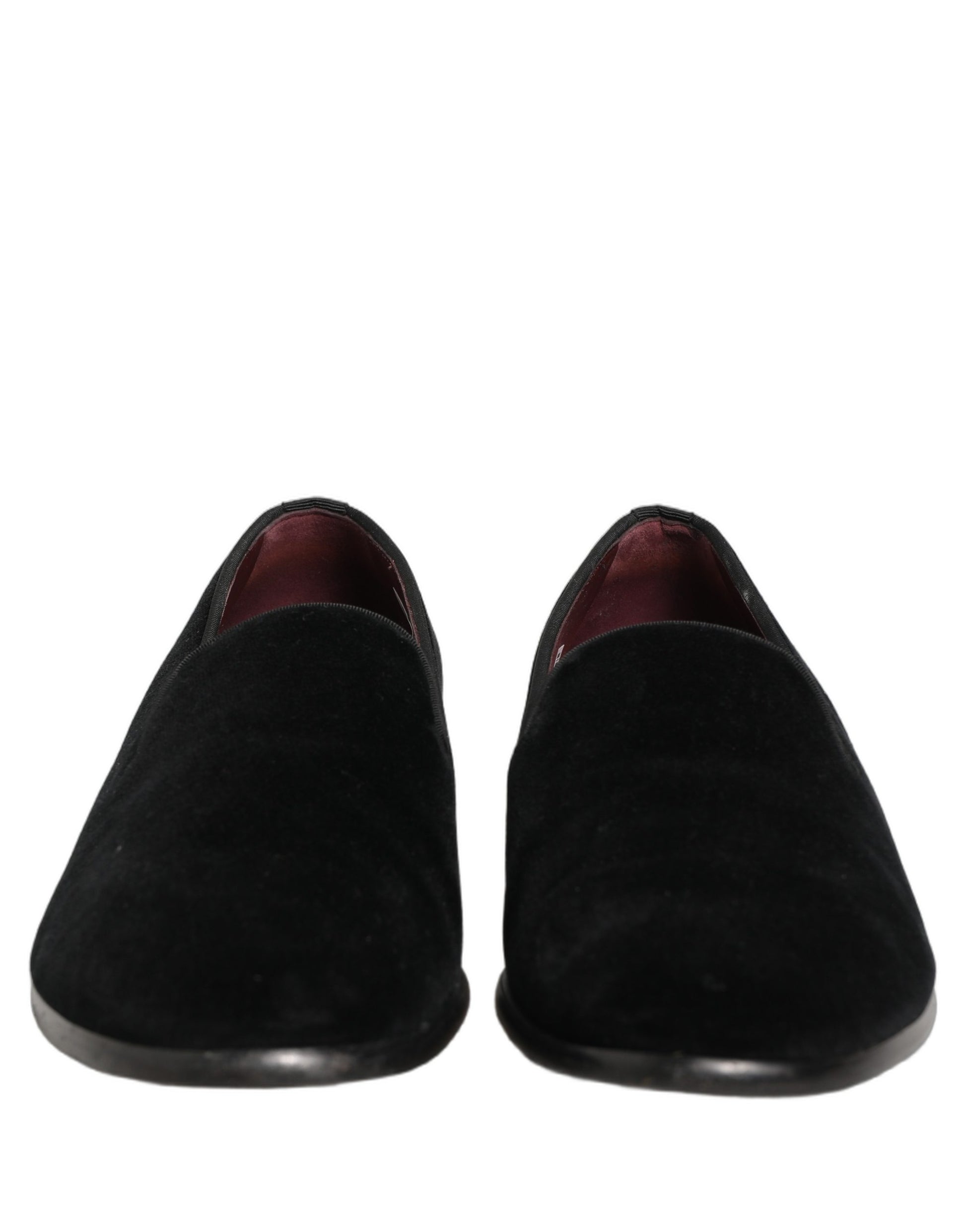 Dolce & Gabbana Black Velvet Cotton Loafers Formal Dress Shoes