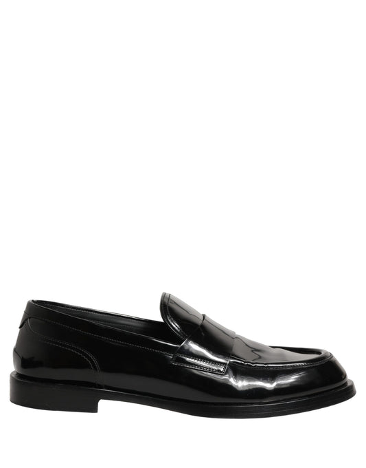 Dolce & Gabbana Black Leather Formal Men Dress Loafers Shoes