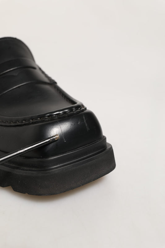 Dolce & Gabbana Black Calfskin Leather Men Dress Loafers Shoes