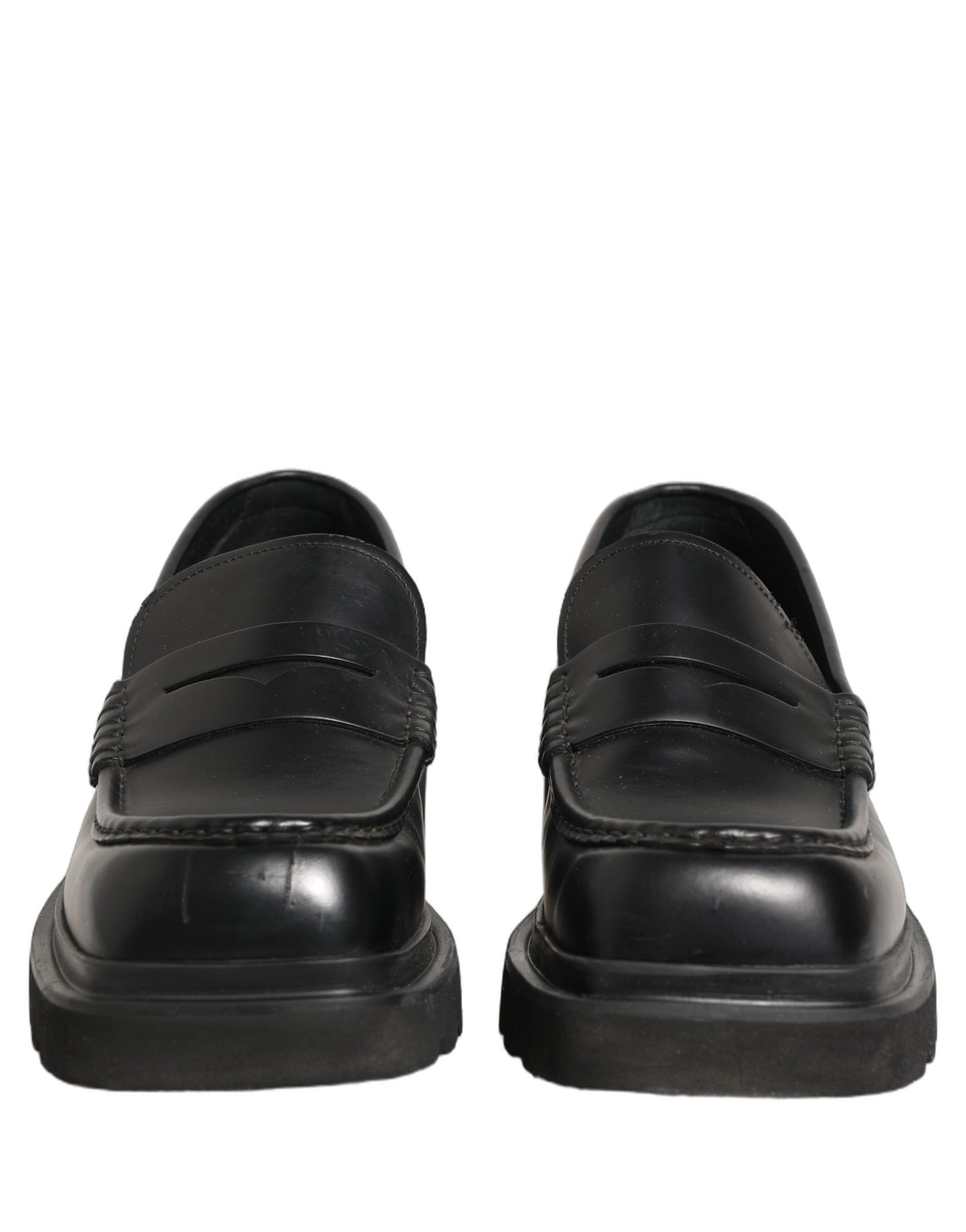 Dolce & Gabbana Black Calfskin Leather Men Dress Loafers Shoes
