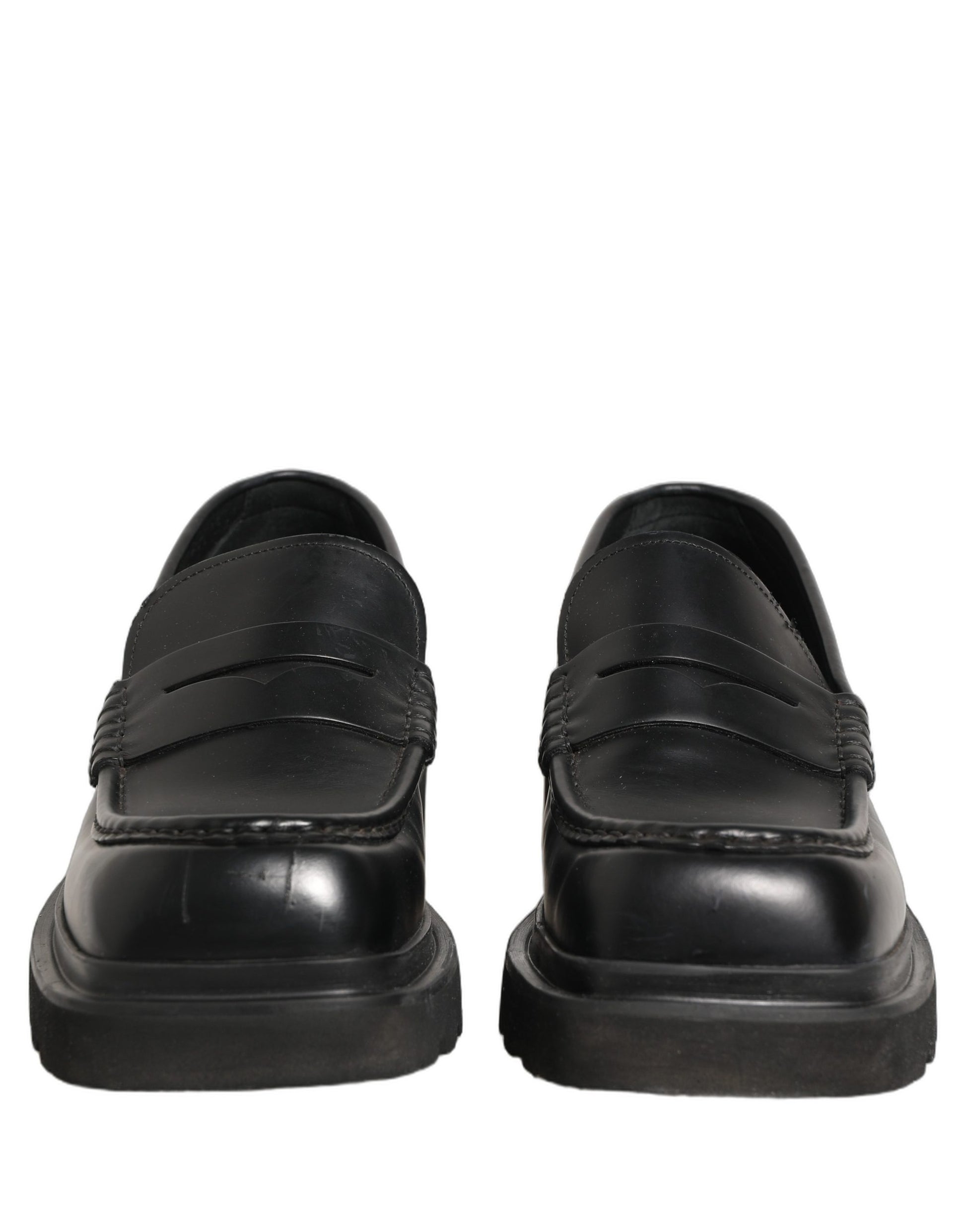 Dolce & Gabbana Black Calfskin Leather Men Dress Loafers Shoes