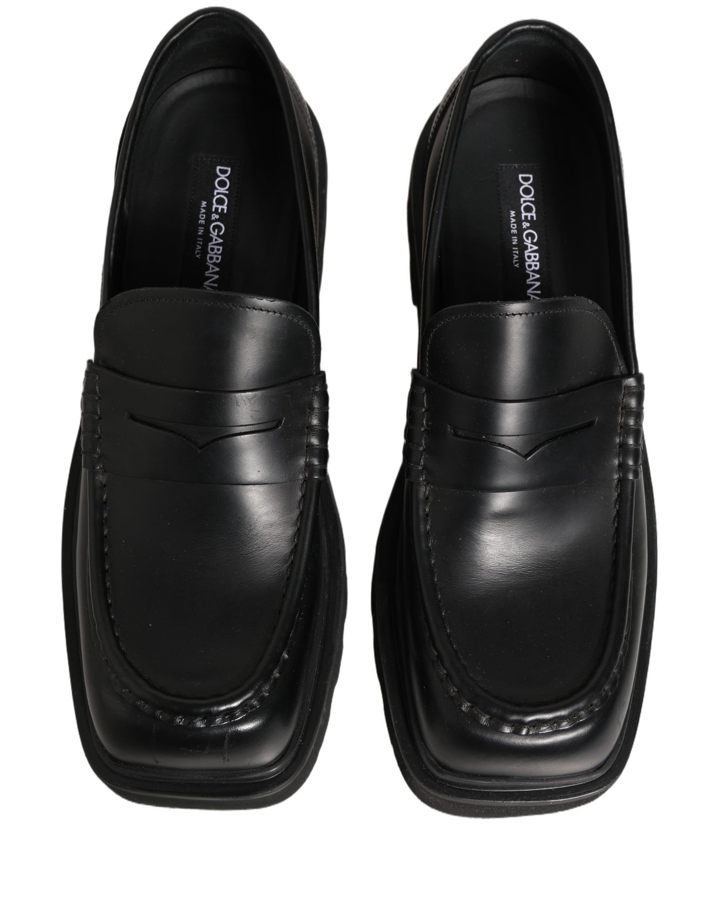 Dolce & Gabbana Black Calfskin Leather Men Dress Loafers Shoes