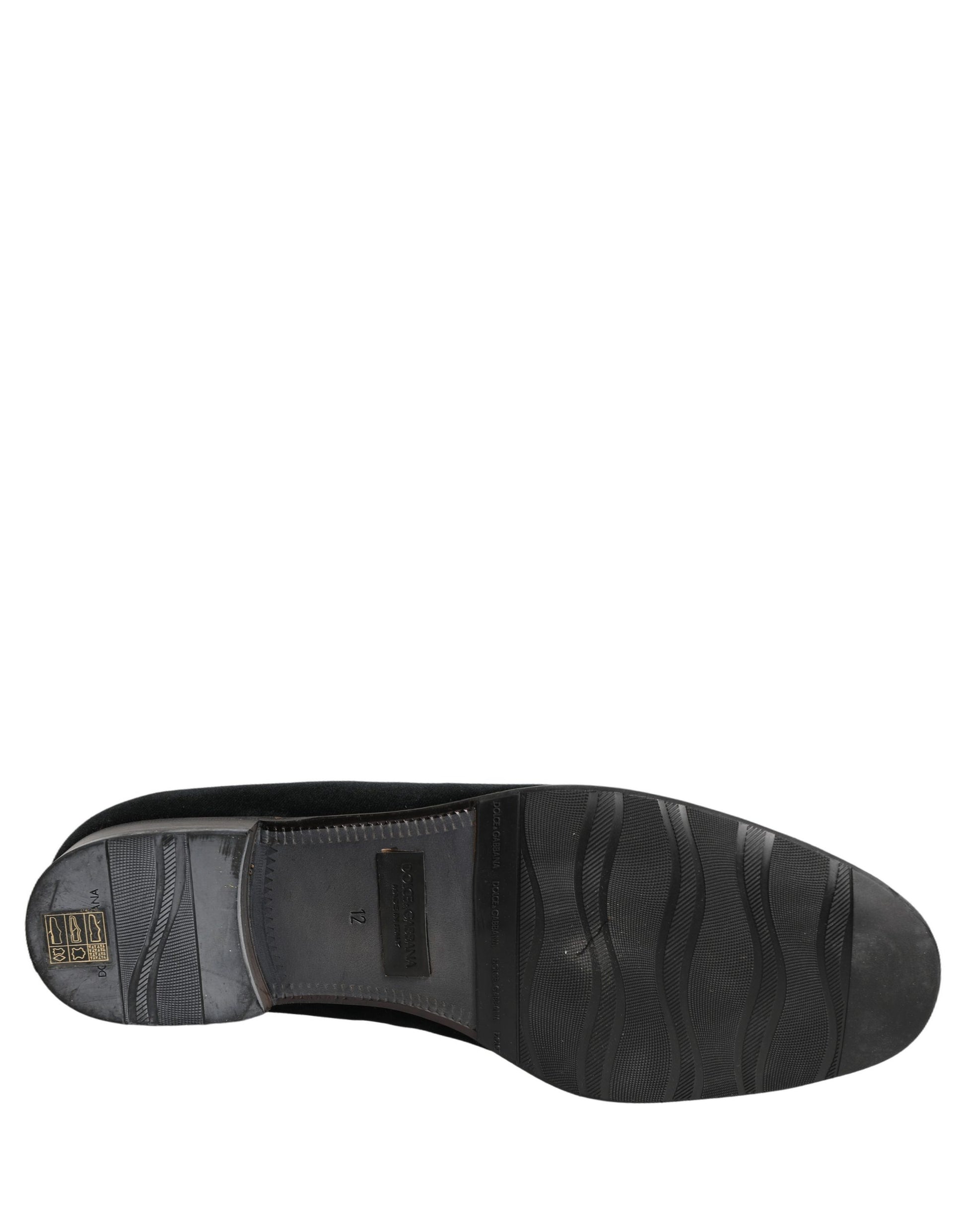 Dolce & Gabbana Black Velvet Loafers Formal Men Dress Shoes