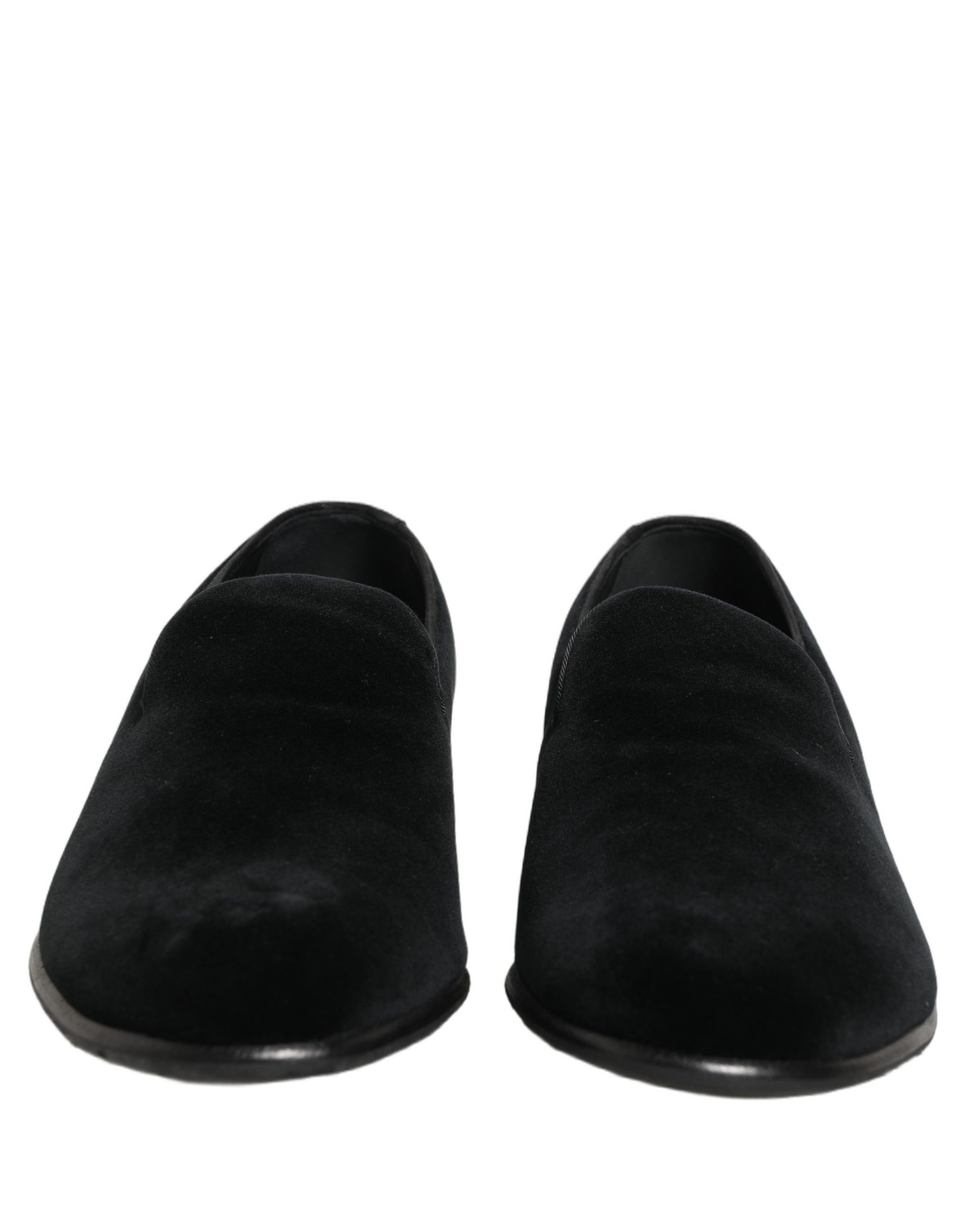 Dolce & Gabbana Black Velvet Loafers Formal Men Dress Shoes
