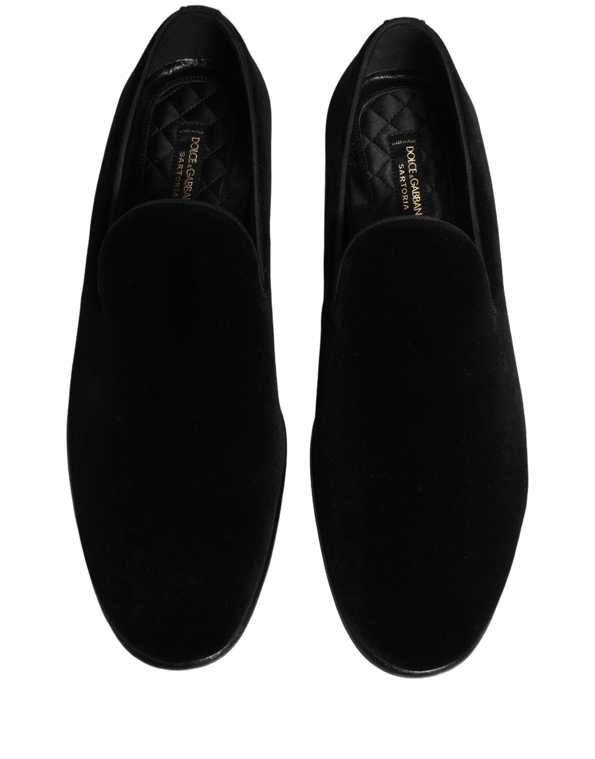 Dolce & Gabbana Black Velvet Loafers Formal Men Dress Shoes