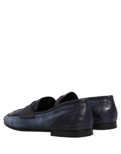 Dolce & Gabbana Blue Suede Leather Loafers Moccasins Shoes