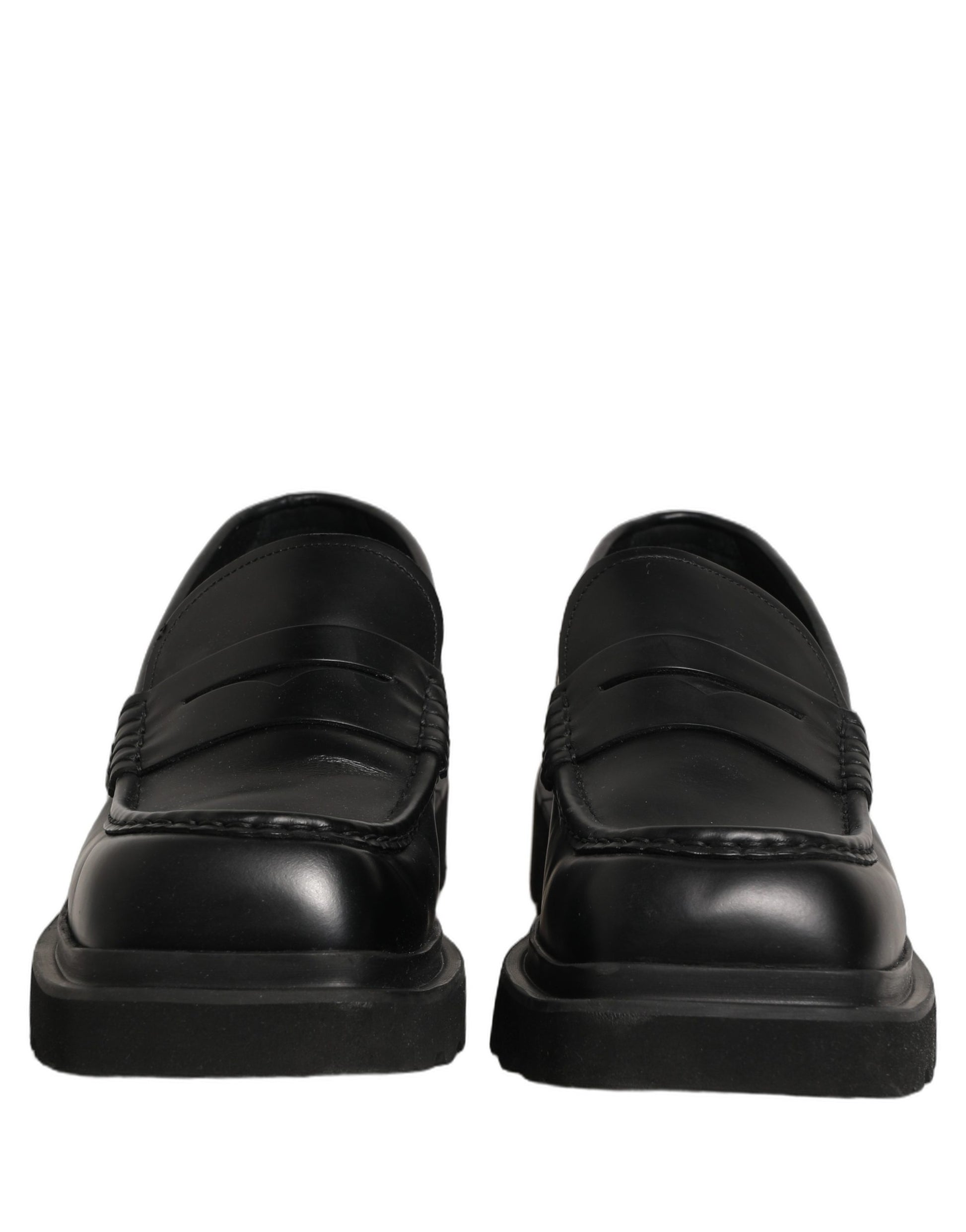 Dolce & Gabbana Black Calfskin Leather Men Dress Loafer Shoes
