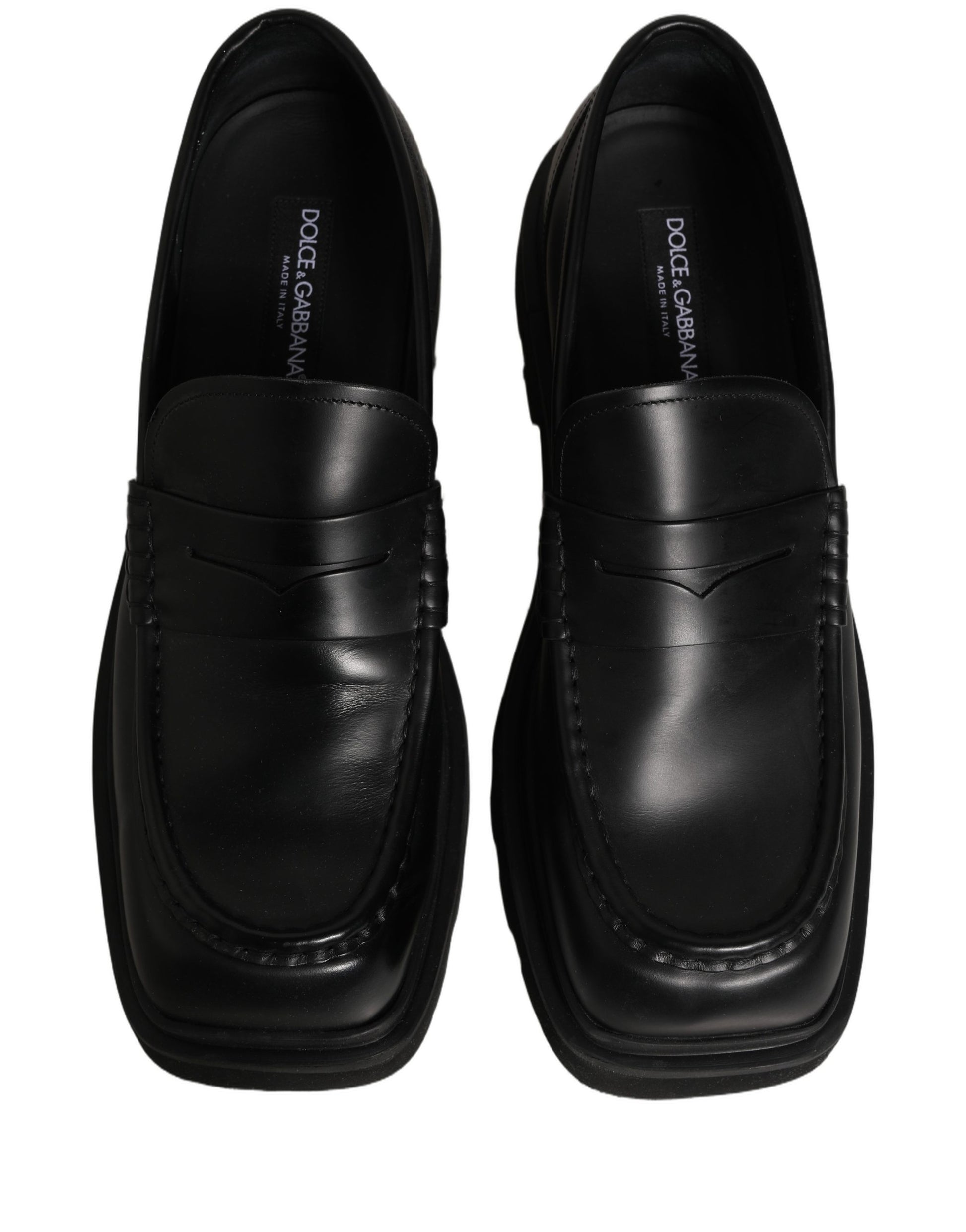 Dolce & Gabbana Black Calfskin Leather Men Dress Loafer Shoes