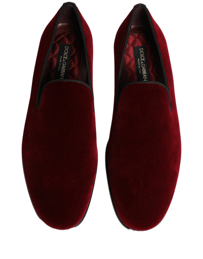 Dolce & Gabbana Maroon Velvet Slip On Dress Loafers Shoes