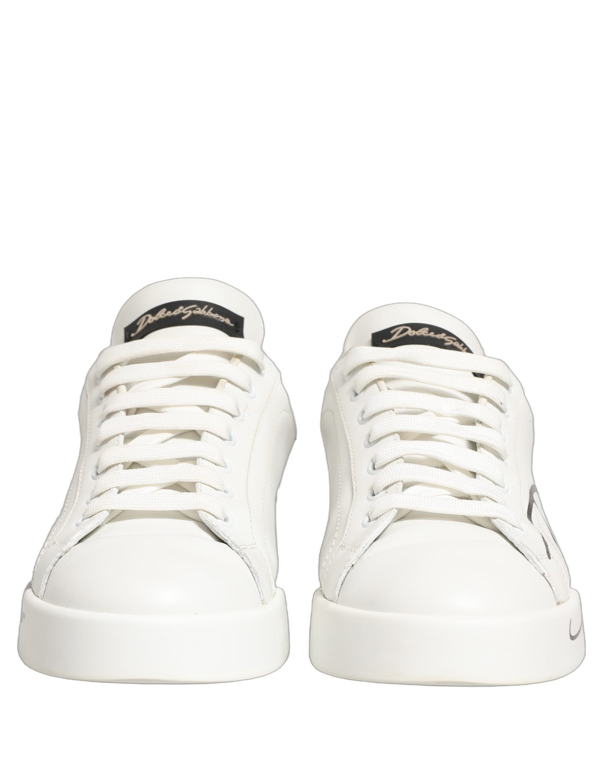 Dolce & Gabbana White Gold Low Top Leather Sneakers Shoes
