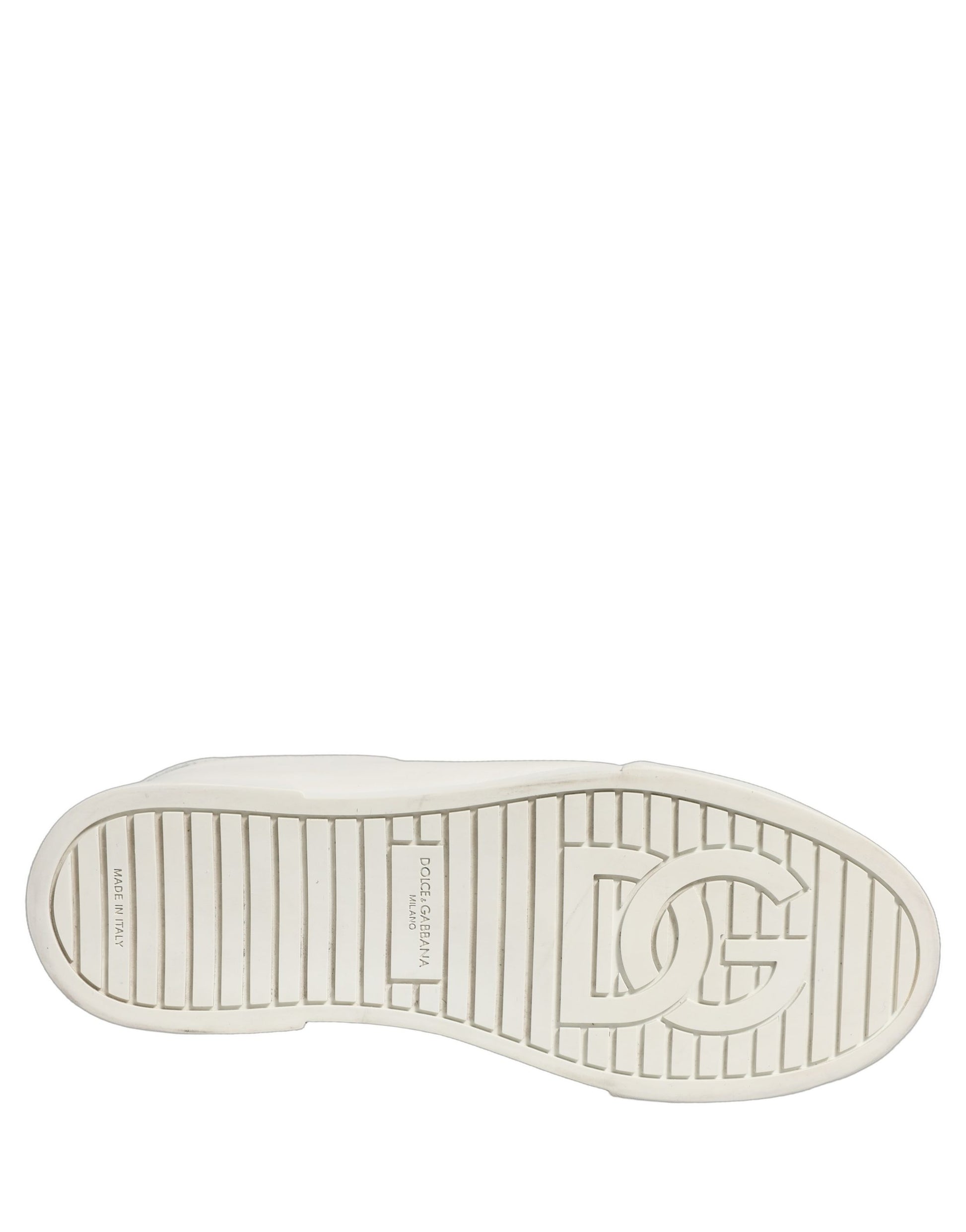 Dolce & Gabbana White Leather Logo Plaque Low Top Sneakers Shoes