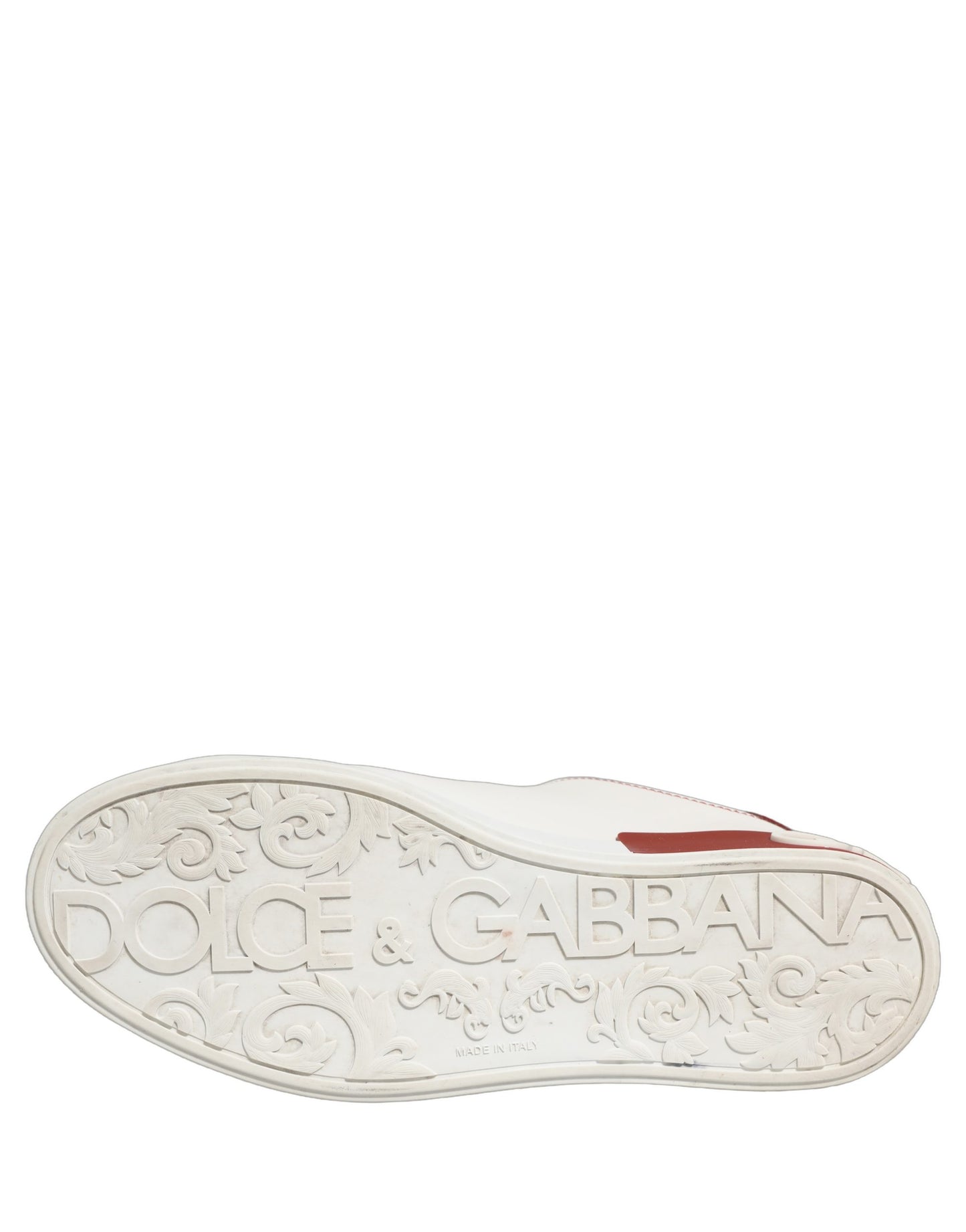 Dolce & Gabbana White Red Leather Lace Up Sneakers Shoes