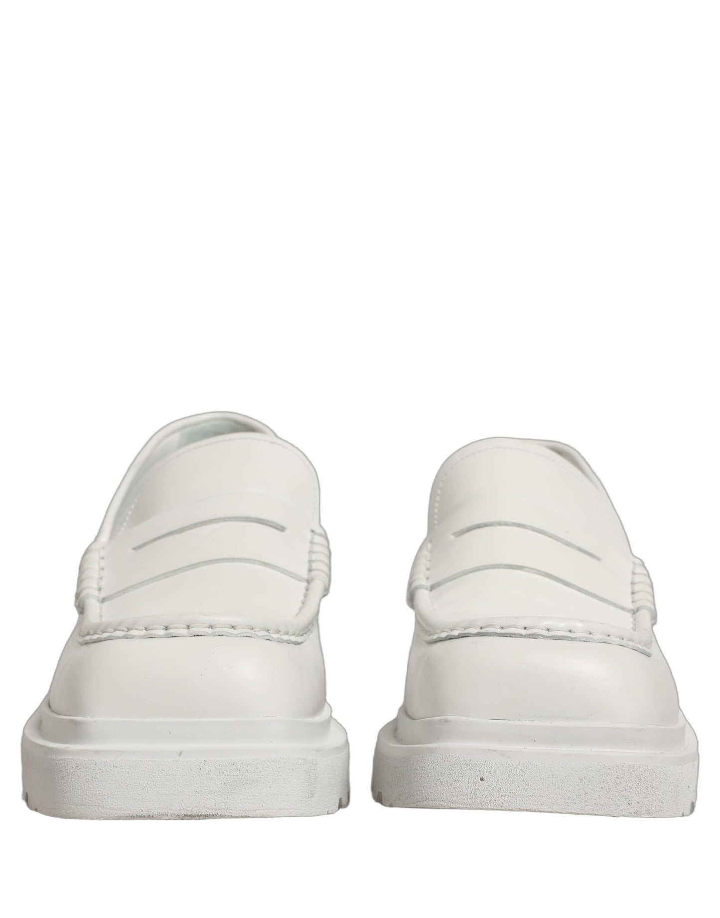 Dolce & Gabbana White Leather Chunky Sole Slip On Derby Shoes