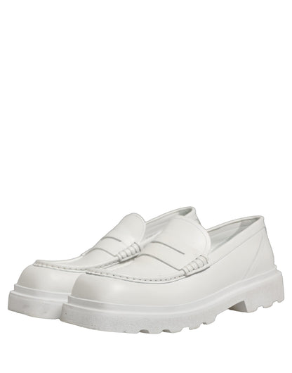 Dolce & Gabbana White Leather Chunky Sole Slip On Derby Shoes