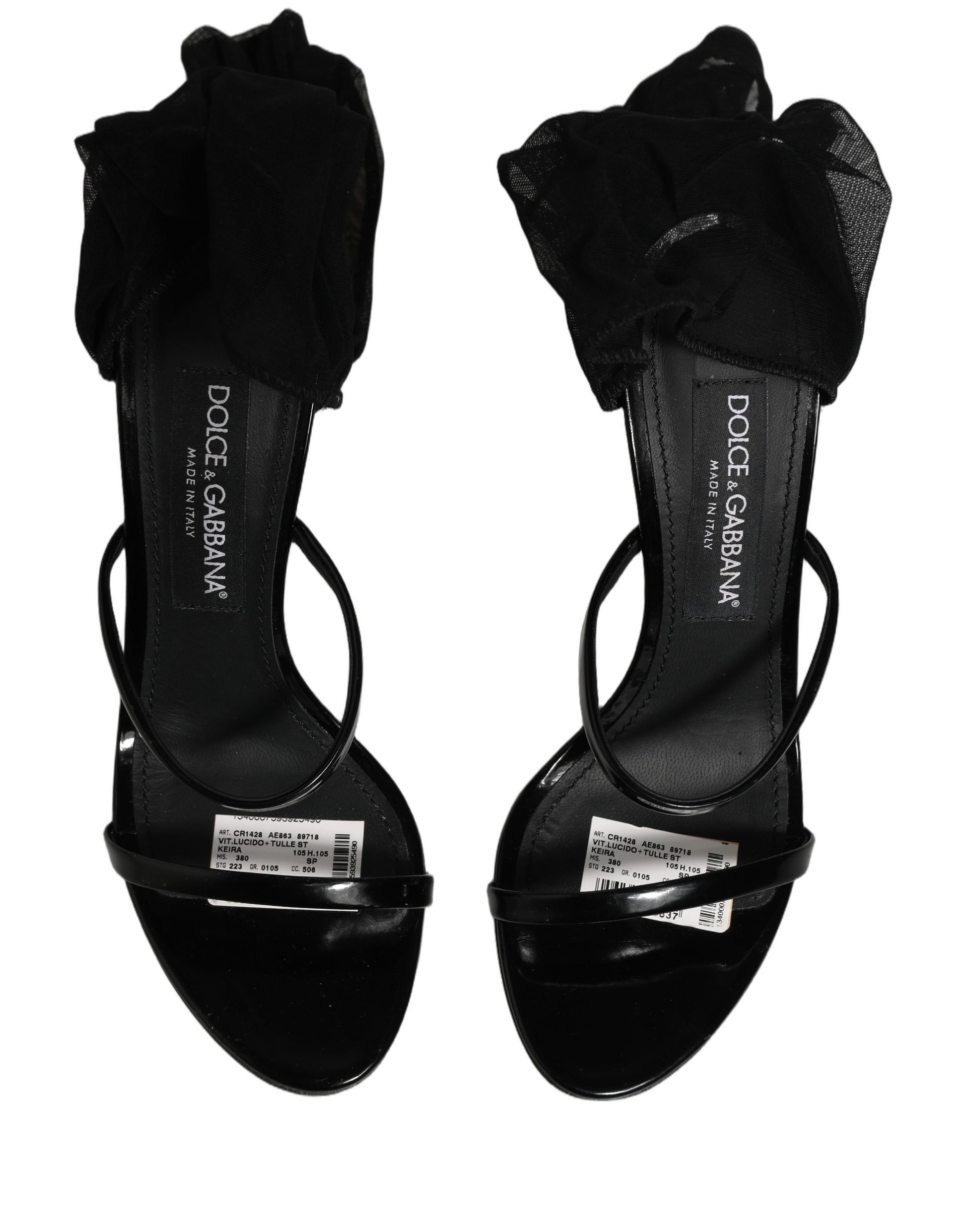 Dolce & Gabbana Stiletto Sandals Socks Knee High Boots Black