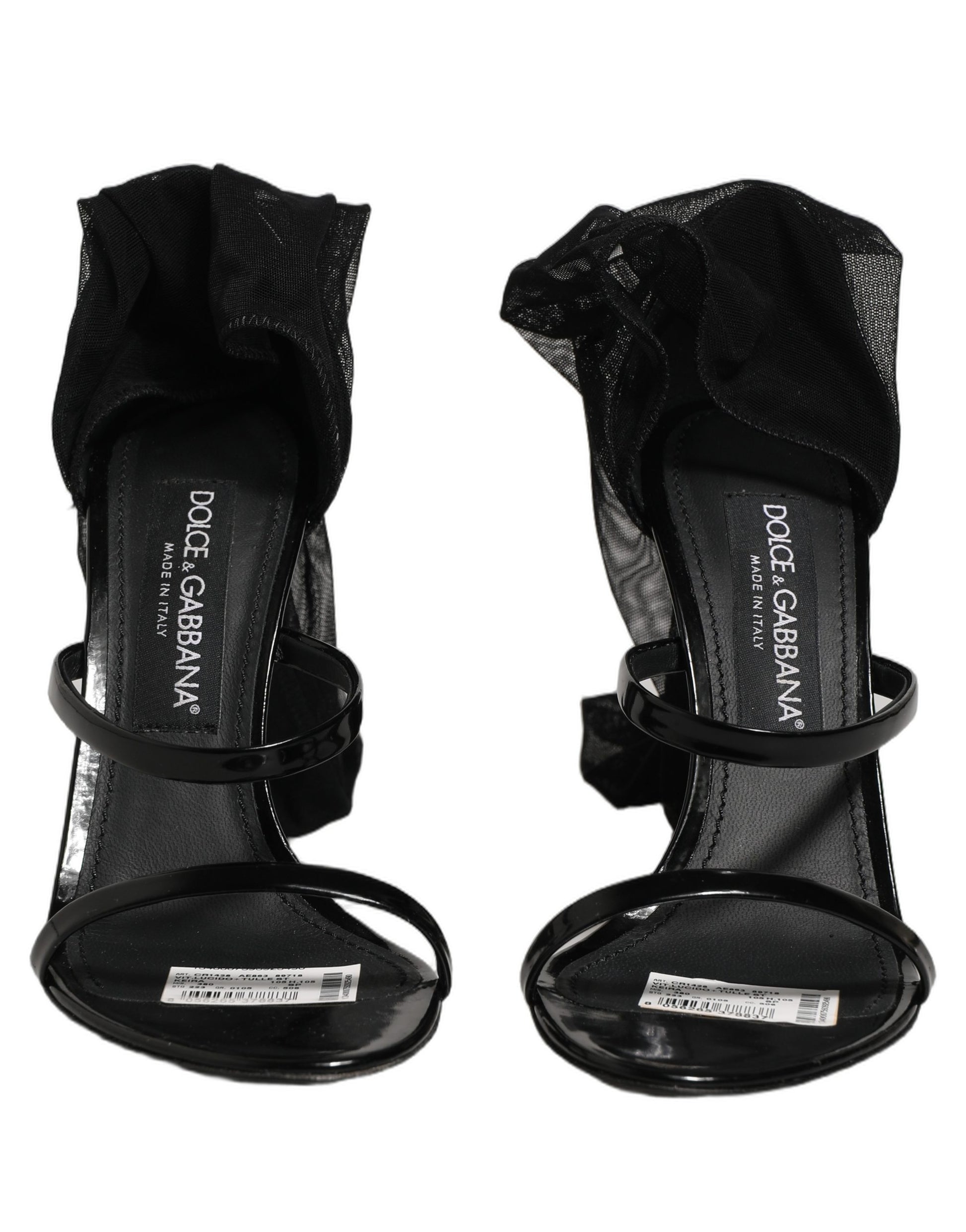 Dolce & Gabbana Stiletto Sandals Socks Knee High Boots Black