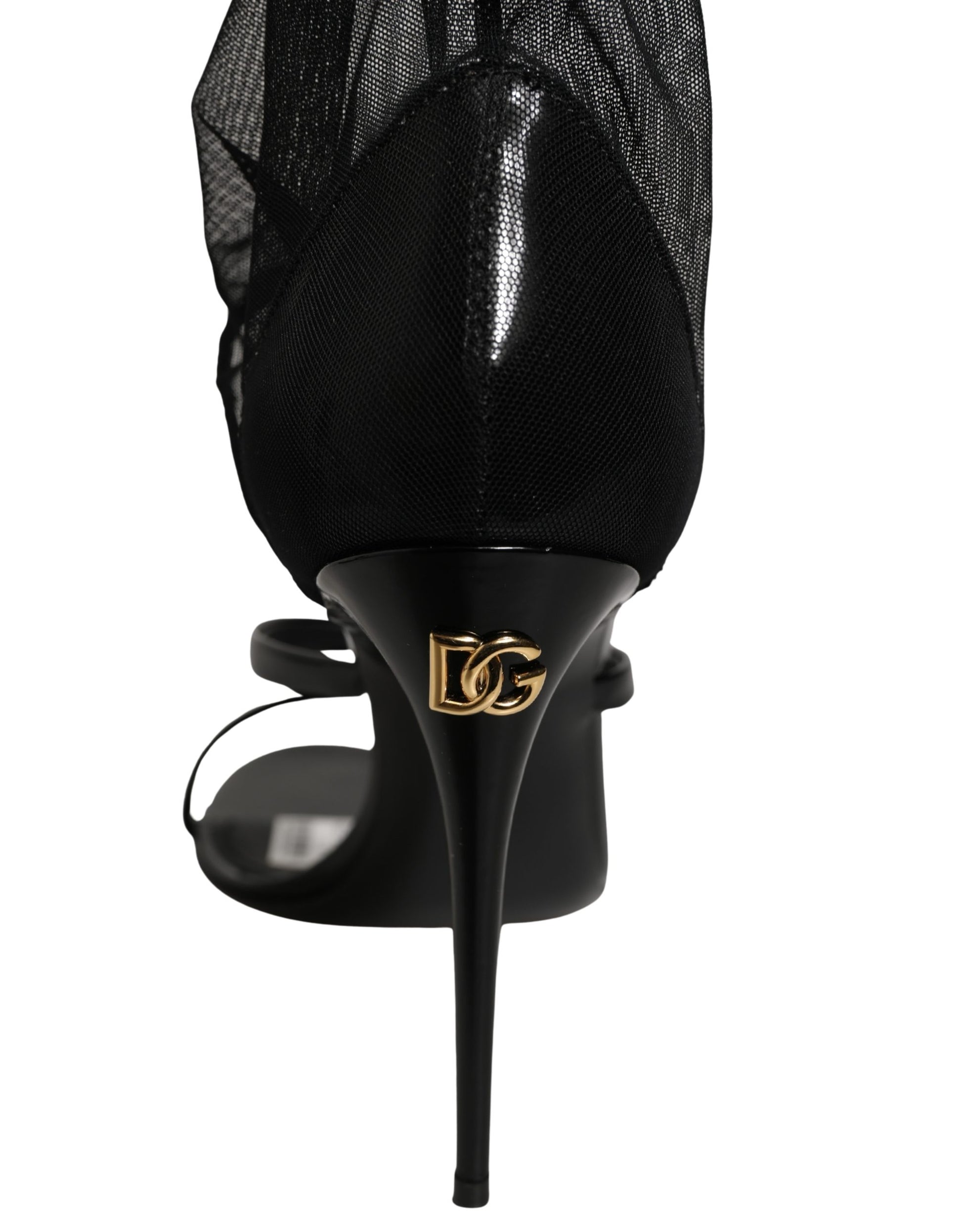 Dolce & Gabbana Stiletto Sandals Socks Knee High Boots Black