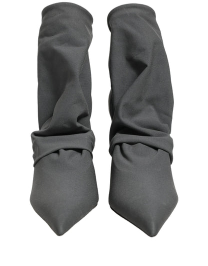 Dolce & Gabbana Gray Stretch Socks Heels Ankle Boots Shoes