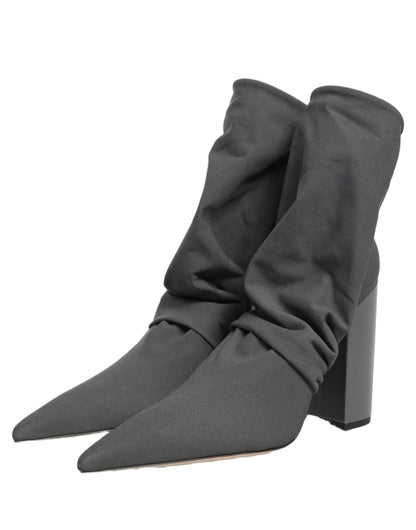 Dolce & Gabbana Gray Stretch Socks Heels Ankle Boots Shoes