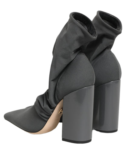 Dolce & Gabbana Gray Stretch Socks Heels Ankle Boots Shoes