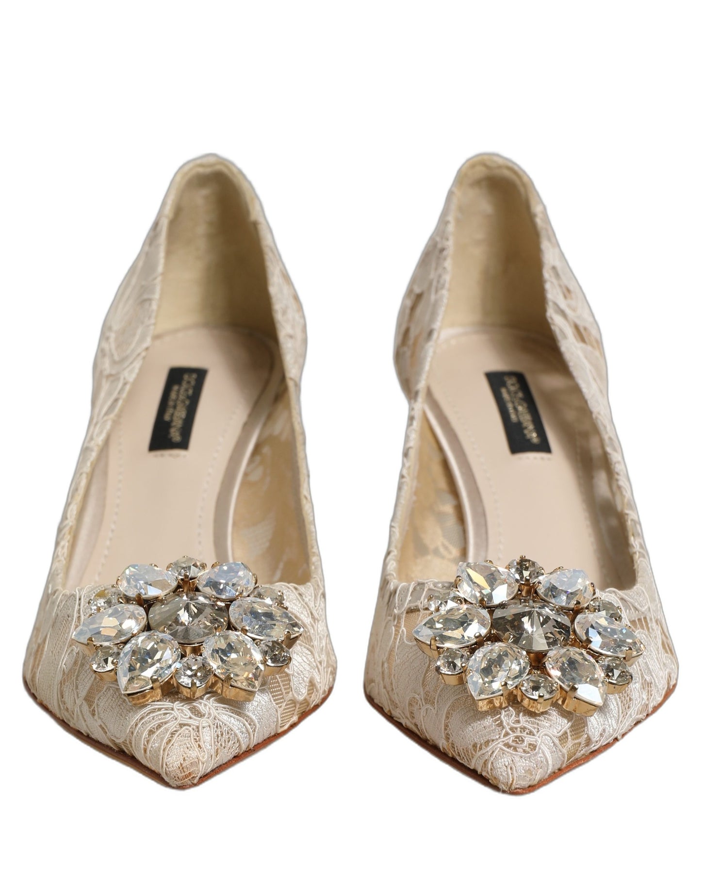 Dolce & Gabbana White Taormina Lace Crystal Pumps Shoes