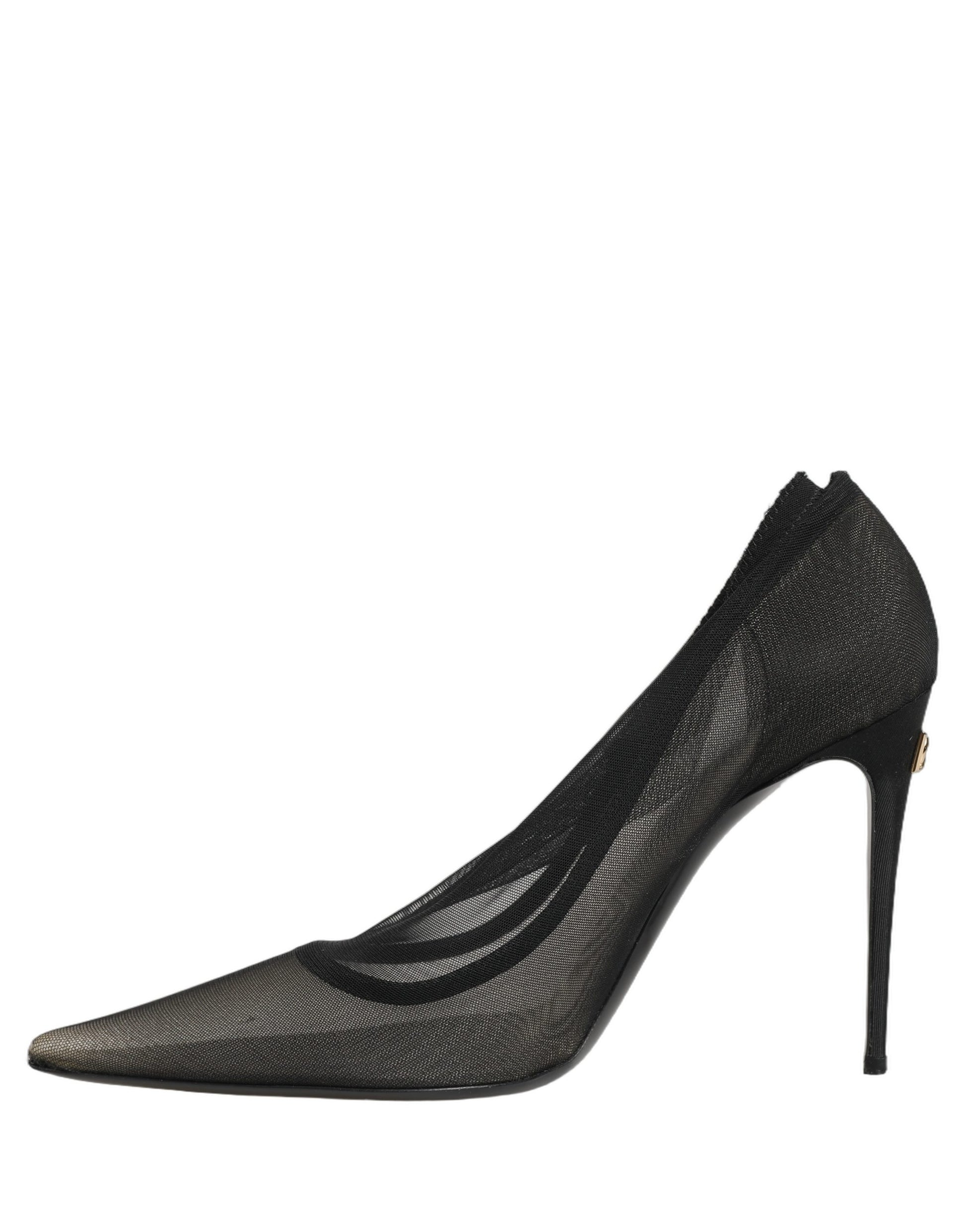 Dolce & Gabbana Black Mesh Stiletto High Heels Pumps Shoes