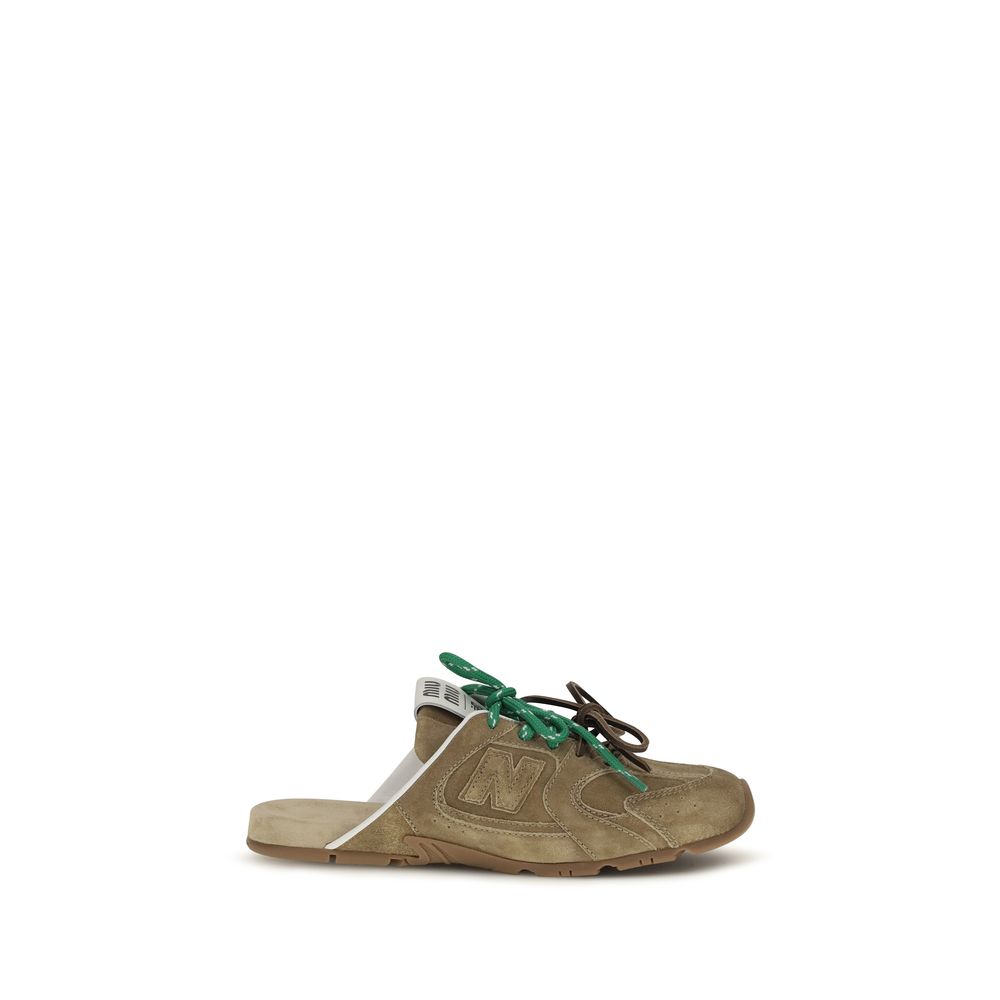 Miu Miu Beige Calf Leather Bos Taurus Athletic Sneakers