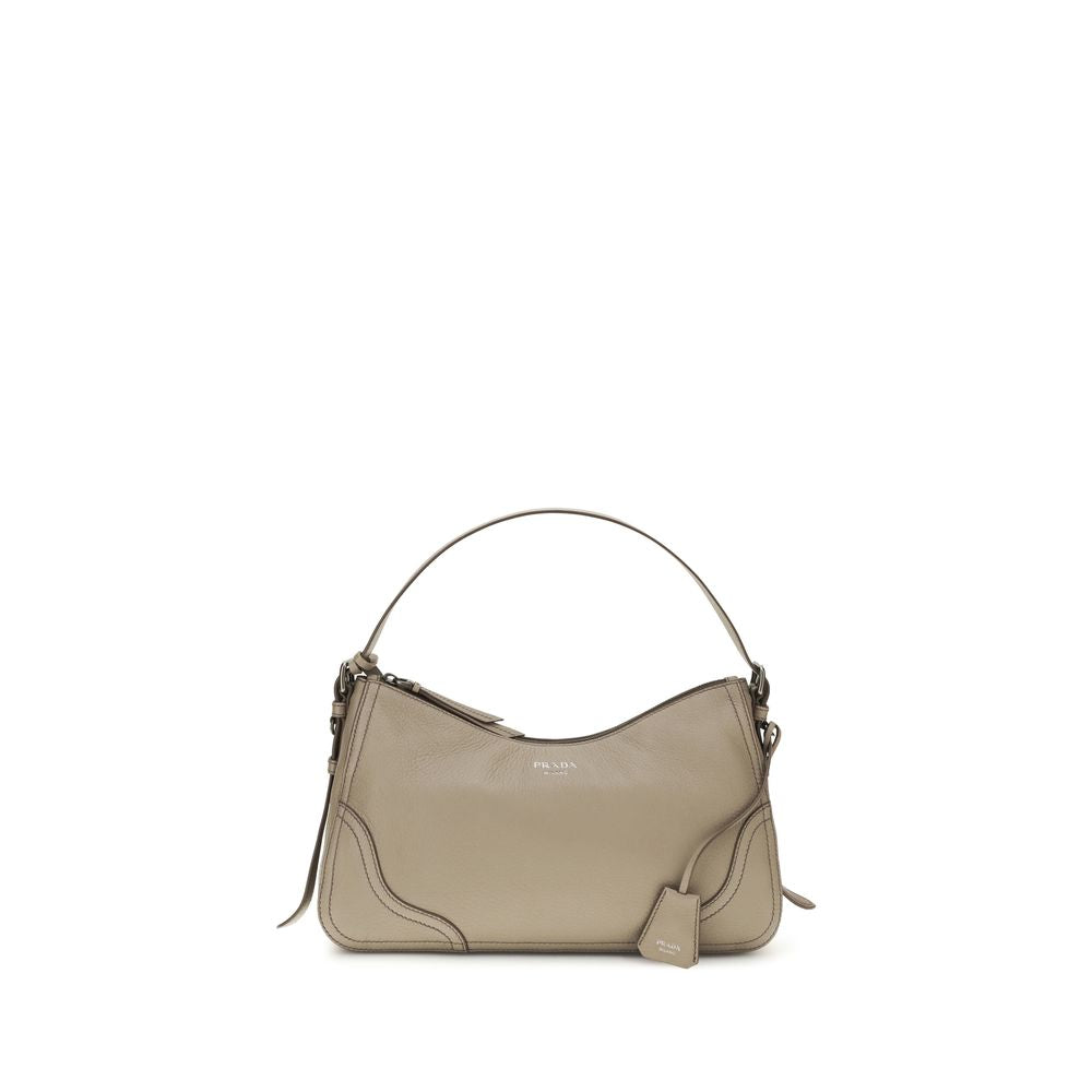 Prada Gray Calf Leather Bos Taurus Backet Bag