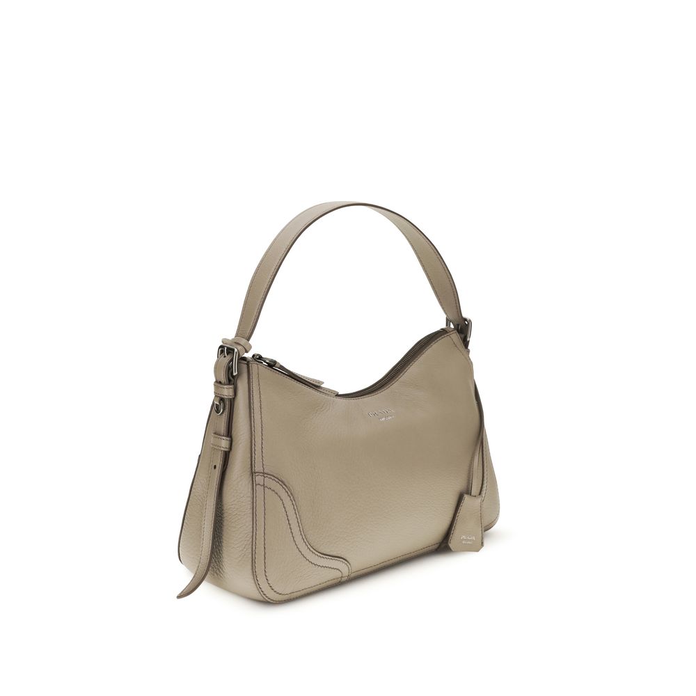 Prada Gray Calf Leather Bos Taurus Backet Bag