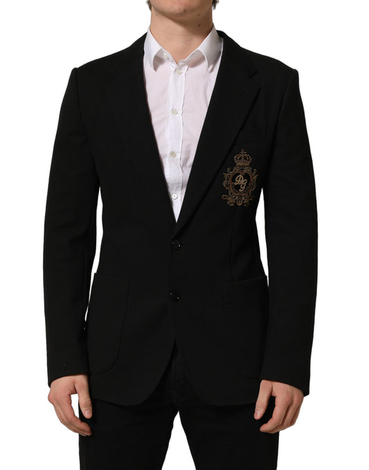 Dolce & Gabbana Black Logo Crest SingleBreasted Coat Blazer