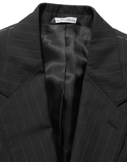 Dolce & Gabbana Black Stripes Wool Single Breasted Blazer
