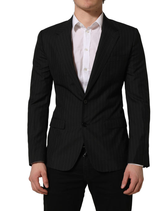 Dolce & Gabbana Black Stripes Wool Single Breasted Blazer