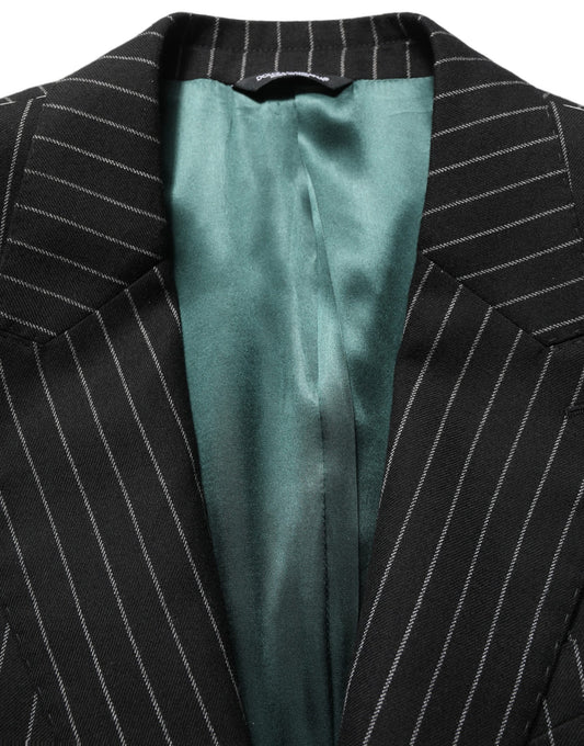 Dolce & Gabbana Black Stripes Wool Single Breasted Blazer