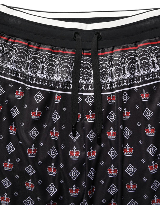 Dolce & Gabbana Black Bandana Crown Jogger Men Trouser Pants